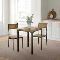 Dining Table Set for 2, 3 Piece Kitchen Table and Chairs with Metal Legs for Small Spaces, Rustic Brown