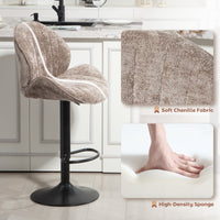 Bar Stools Set of 2, Swivel Barstools with Back, Adjustable Height and Footrest for Kitchen Island, Dining Room, Brown
