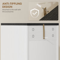 Tall Bathroom Cabinet with 2 Cupboards and Drawer, Slim Bathroom Storage Cabinet with Adjustable Shelves, White