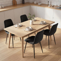 Dining Chairs Set of 4, Upholstered Dining Room Chairs with Steel Legs, Modern Kitchen Chair for Dining Room, Black