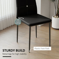 Set of 6 Button Tufted Back Side Chairs with Upholstered Seat, Steel Legs for Living Room, Kitchen, Bedroom, Black