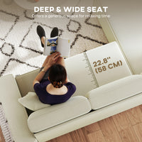 Corner Sofa with Changeable Chaise, Corduroy L-Shaped Sectional Sofa with Pocket Spring, 2 Pillows, Cream White