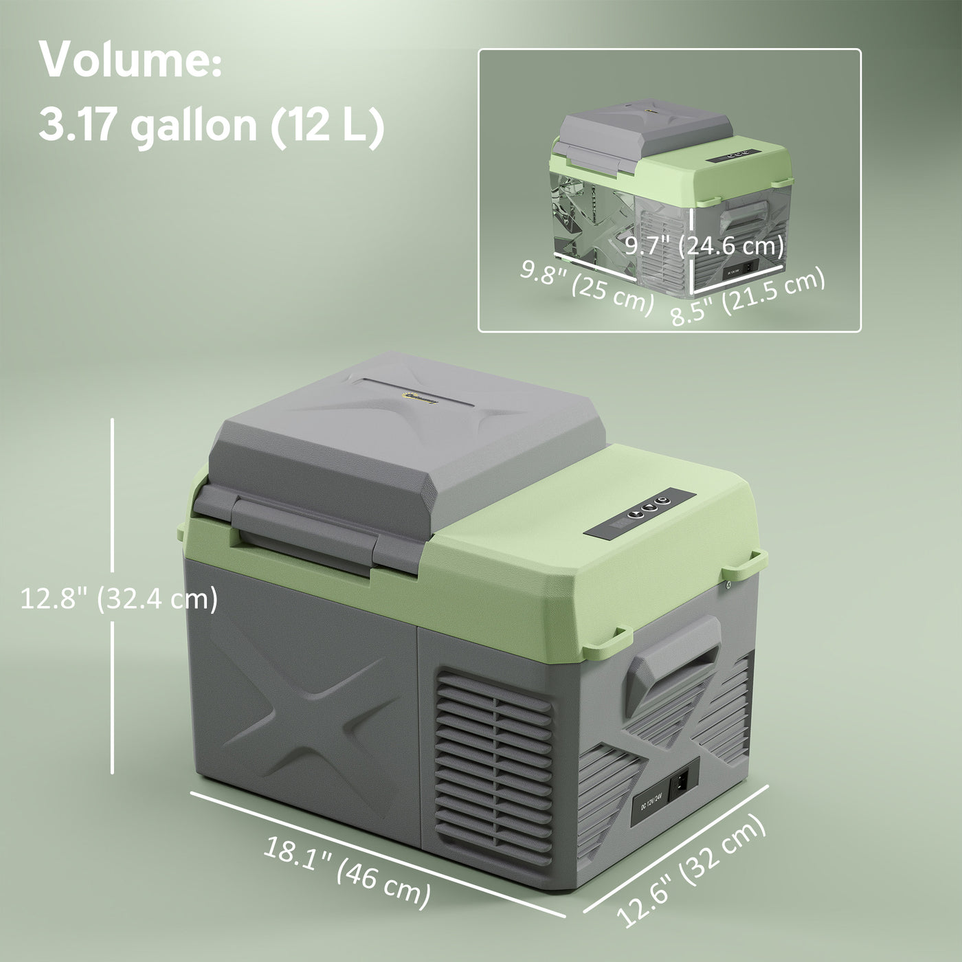 12 Volt Car Refrigerator, 12QT Car Fridge Electric Cooler, 12/24V DC and 110-240V AC, -4℉~68℉, Portable Refrigerator