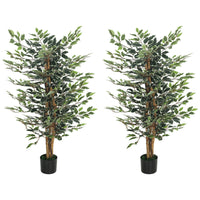 Artificial Tree, Fake Ficus Tree with Leaves, Faux Plant in Nursery Pot for Indoor Decoration