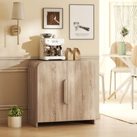 Sideboard Buffet Cabinet, 31.5" Modern Kitchen Storage Cabinet with Soft-Close Door and Adjustable Shelf, Natural Wood