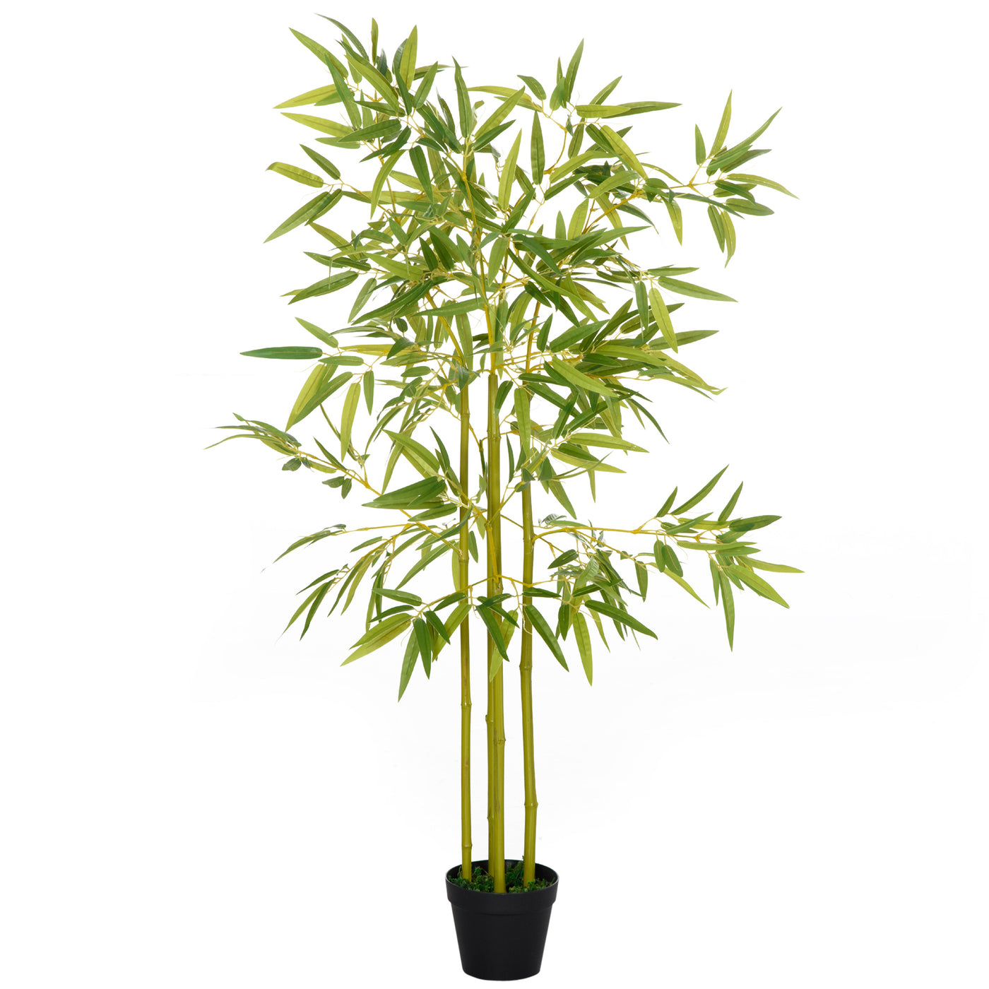 4FT Artificial Bamboo Tree Faux Decorative Plant in Nursery Pot for Indoor Décor
