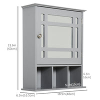 Bathroom Cabinet Wall Mount with Mirror Door 3 Shelf Organizer for Bathroom, Kitchen, Bedroom, Grey