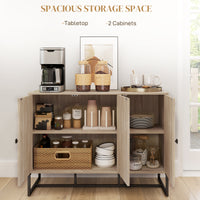 Modern Sideboard, Buffet Cabinet with Adjustable Shelves, 3 Chevron Doors for Living Room, Hallway, Oak Wood Grain