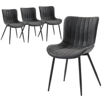 Dining Chairs Set of 4, PU Leather Upholstered Kitchen Chairs with Backrest and Steel Legs, Black
