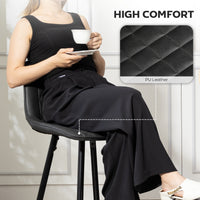 PU Leather Counter Height Bar Chairs Set of 2, 27.75" Bar Stools with Metal Legs for Dining Area, Kitchen Island, Black