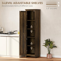 67" Farmhouse Kitchen Pantry Storage Cabinet with Barn Door, Kitchen Pantry Cabinet with Adjustable Shelves, Brown