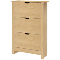Shoe Storage Cabinet with 3 Flip Drawers and Adjustable Shelves for 12-18 Pairs of Shoes, Natural Wood