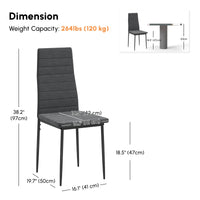 Modern Dining Chairs Set of 4, Upholstered Linen Fabric Kitchen Chairs with Channel Tufting and Metal Legs for Living Room, Dining Room, Bedroom, Grey