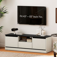 TV Stand for 43-55 Inch TV,  Entertainment Center w/ Cabinets, Shelf, Drawer and Cable Management for Living Room, White