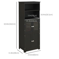63" Small Buffet with Hutch, 4-Door Kitchen Pantry Storage Cabinet with Adjustable Shelf for Dining Room, Black
