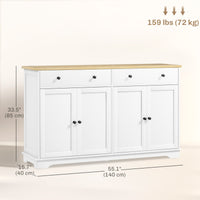 Modern Sideboard, Buffet Cabinet with Storage Drawers, Adjustable Shelves for Living Room, Dining Room, Entryway, White