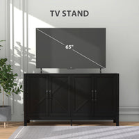 Sideboard Buffet, Storage Cabinet with Barn Door and Adjustable Shelf, TV Stand for TVs up to 65 Inches, Black Oak