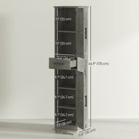 67" Tall Bathroom Cabinet, Narrow Bathroom Storage Cabinet with Drawer, Barn Doors and Adjustable Shelves, Dark Grey