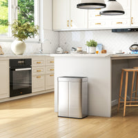 14.5 Gal (55 L) Sensor Can, Garbage Can with Soft-Close Butterfly Lid, Fingerprint-Proof Stainless Steel, Silver