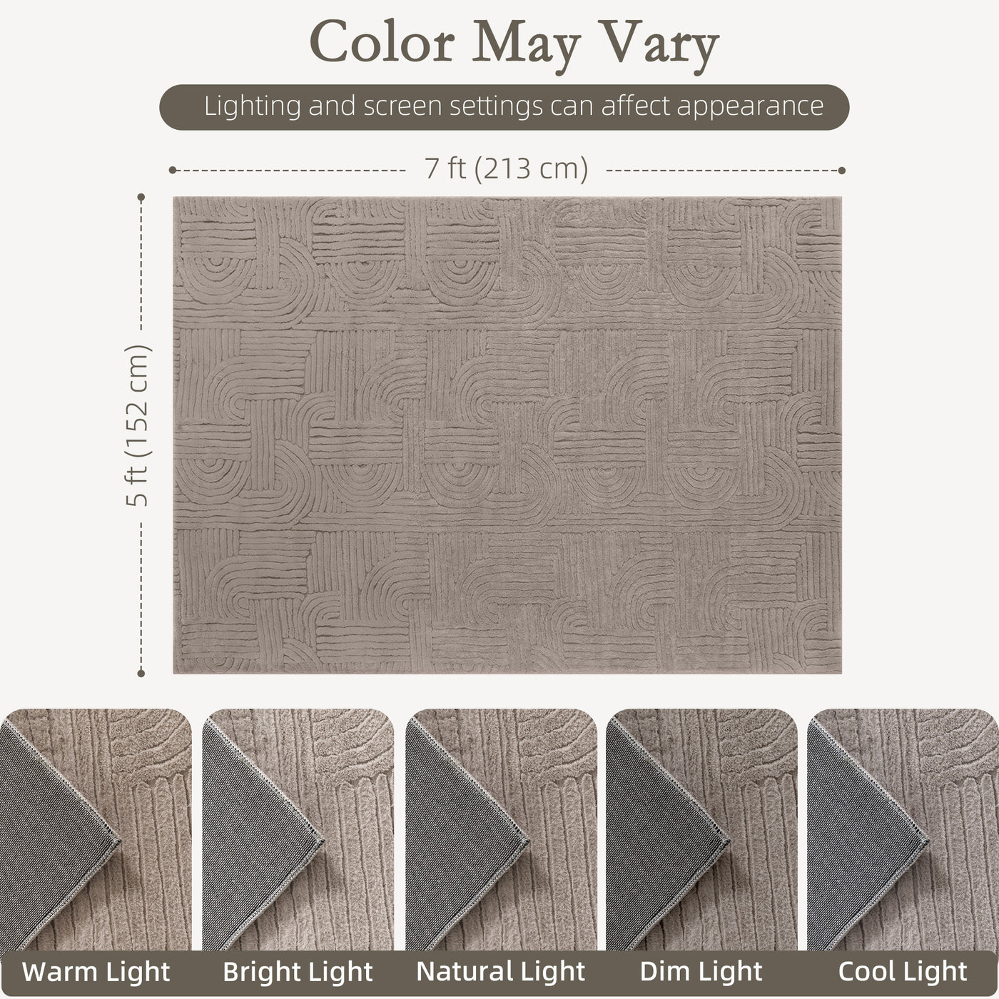5x7 Area Rug, Luxurious Faux Fur Rug, Non-Slip Floor Carpet for Living Room, Bedroom, Dining Room, Tan