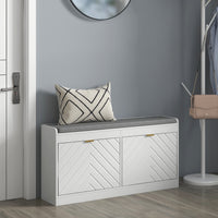 Shoe Storage with Seat, Upholstered Hallway Bench, Shoe Bench with 2 Flip Drawers and 4 Vents for 8 Pairs of Shoes