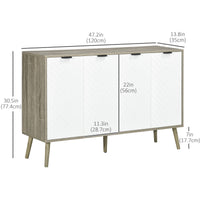 Modern Sideboard and Buffet, Dining Room Cabinet with Adjustable Shelves and 4 Doors, Grayish Brown