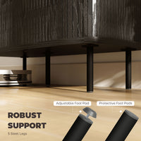 35.4" Sideboard Buffet Cabinet with Storage, Nordic Coffee Bar Cabinet with Slatted Tambour Doors and Metal Legs, Black