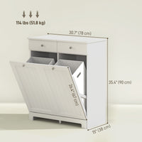 Laundry Cabinet, Tilt Out Laundry Hamper Cabinet with 2 Baskets, Bathroom Hamper Cabinet with 2 Drawers, White