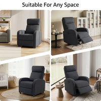 Single Recliner Sofa, Manual Home Theater Seating, Single Reclining Sofa Chair with Padded Seat for Living Room, Black