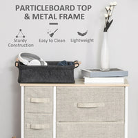 Dresser with 7 Drawers, Chest of Drawers with Metal Frame, Fabric Dresser for Living Room, Light Grey