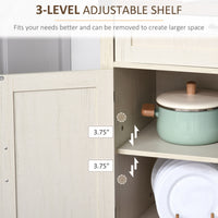 Farmhouse Kitchen Storage Cabinet, Sideboard Buffet Cabinet with 2 Rustic Barn Doors and Drawer, White