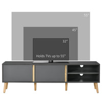 TV Stand for TVs up to 55", TV Cabinet with Shelves and Cable Holes, Entertainment Unit for Living Room, Dark Grey