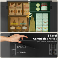 Tall Pantry Cabinet, 64" Storage Cabinet with Adjustable Shelves and 8 Door Spice Racks for Kitchen, Dining Room, Black