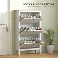 Narrow Shoe Cabinet with 3 Flip Drawers, Adjustable Shelves for Entryway, Holds 15-21 Pairs, White