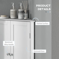 Modern Bathroom Storage Cabinet, Corner Cabinet with Doors, Bathroom Cabinet with Adjustable Shelf and Recessed Door, White