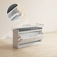 Shoe Storage with Seat, Upholstered Hallway Bench, Shoe Bench with Flip Drawer, Adjustable Shelf for 6-8 Pairs of Shoes