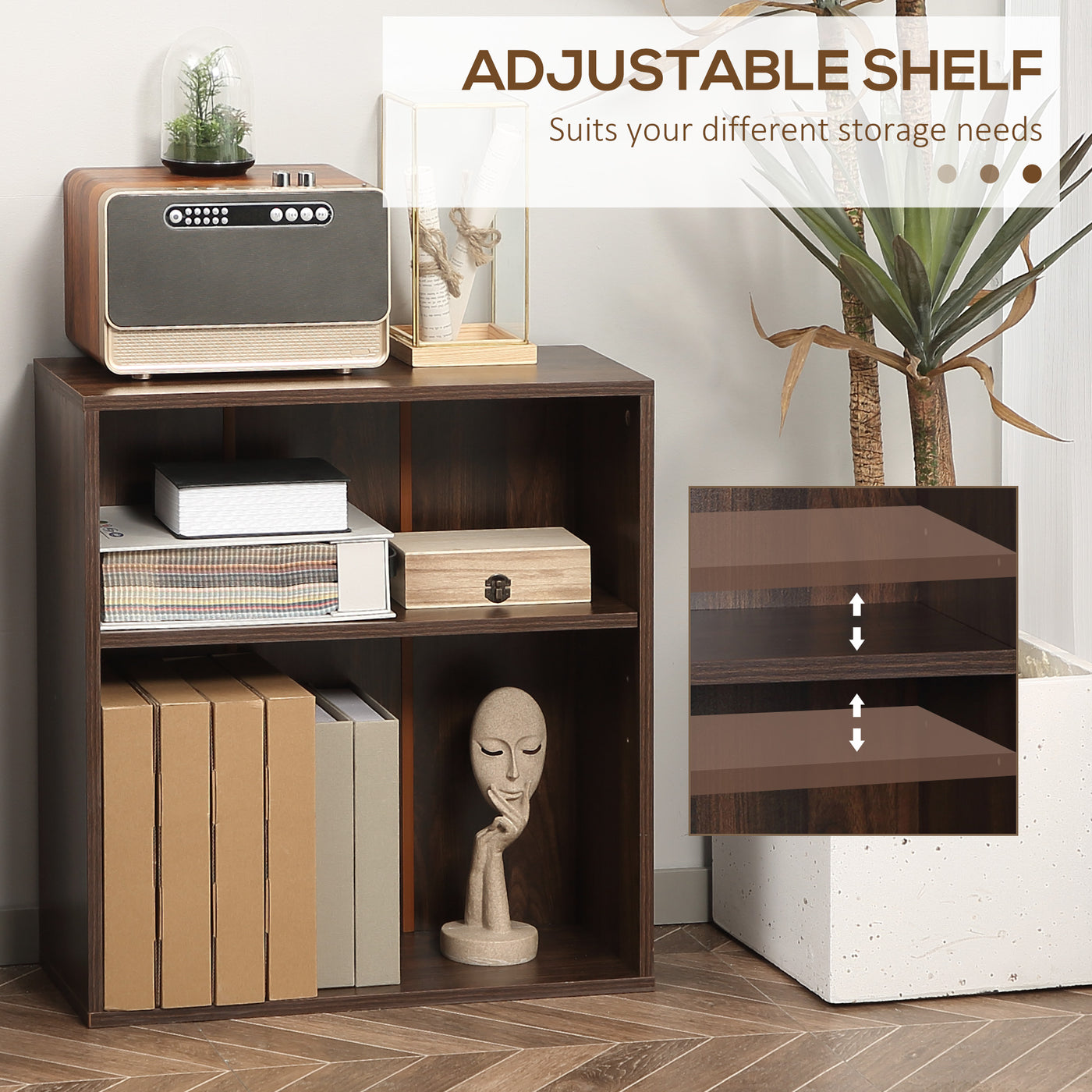 Wood Small Bookshelf 2 Tier Storage Rack Chest Unit Home Office Furniture Walnut