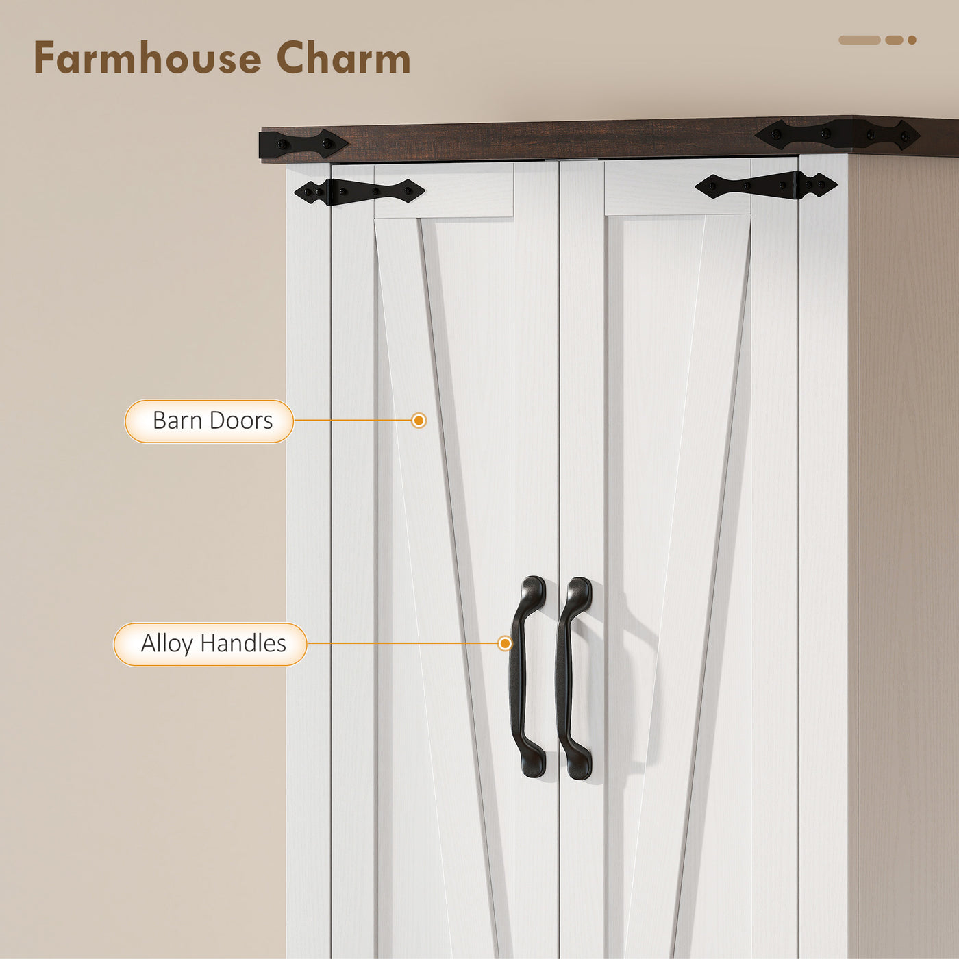 72" Pantry Cabinet, Farmhouse Freestanding Kitchen Storage Cabinet with Adjustable Shelves for Dining Room, White