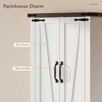 72" Pantry Cabinet, Farmhouse Freestanding Kitchen Storage Cabinet with Adjustable Shelves for Dining Room, White