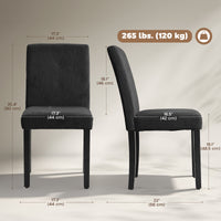 Modern Dining Chairs Set of 4, Kitchen Chairs with Rubberwood Legs and Padded Seat, Black