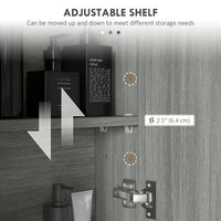 Wall Mount Mirrored Medicine Cabinet, Bathroom Mirror Cabinet with Adjustable Shelf, Double Soft Closing Doors, Grey