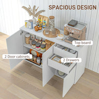 Kitchen Sideboard Storage Cabinet, Modern Coffee Bar with Push-Open Design and 2 Drawers for Living Room, White