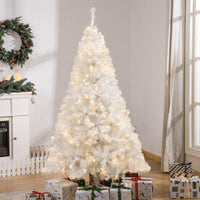 6FT Prelit Artificial Christmas Tree Warm White LED Light Holiday Home Xmas Decoration with Automatic Open, White