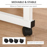 Mobile Standing Desk with Adjustable Height, 23.5 inch Stand Up Desk with Wheels, Natural Wood