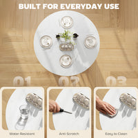 Folding Dining Table, Drop Leaf Table with Open Shelf, Rolling Kitchen Table for Dining Room, Small Spaces, White Marble