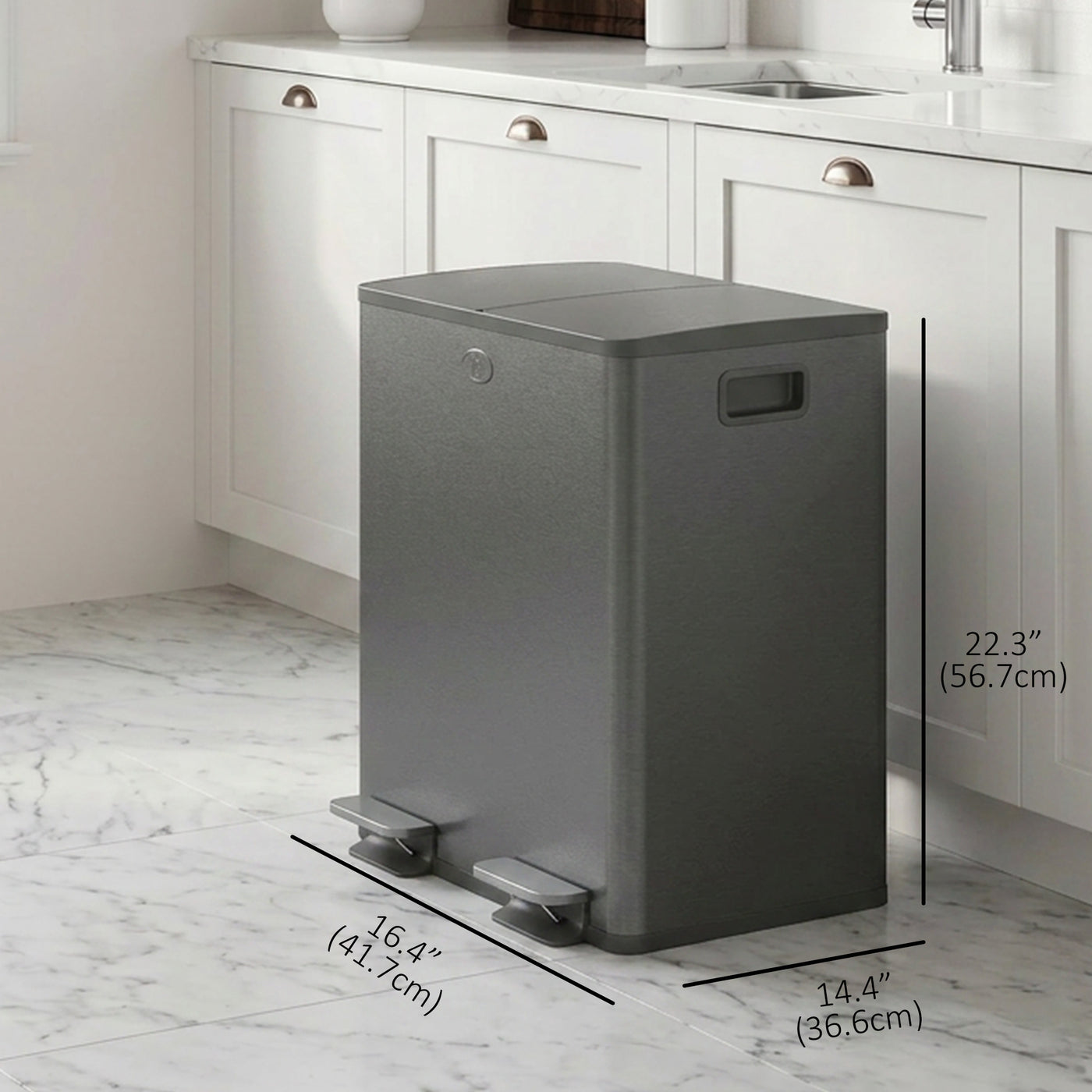 Garbage Bin, Soft-Close Trash Can with Foot Pedal, 2x5 Gallon (2x20 L) Garbage Can with Removable Inner Buckets, Black