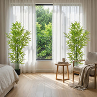 5FT Artificial Bamboo Tree, Faux Decorative Plant in Nursery Pot for Indoor Decor, Set of 2