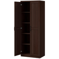 63" Kitchen Storage Cabinet, 5-tier Pantry Cabinet with Doors and Adjustable Shelves for Dining Room, Dark Brown