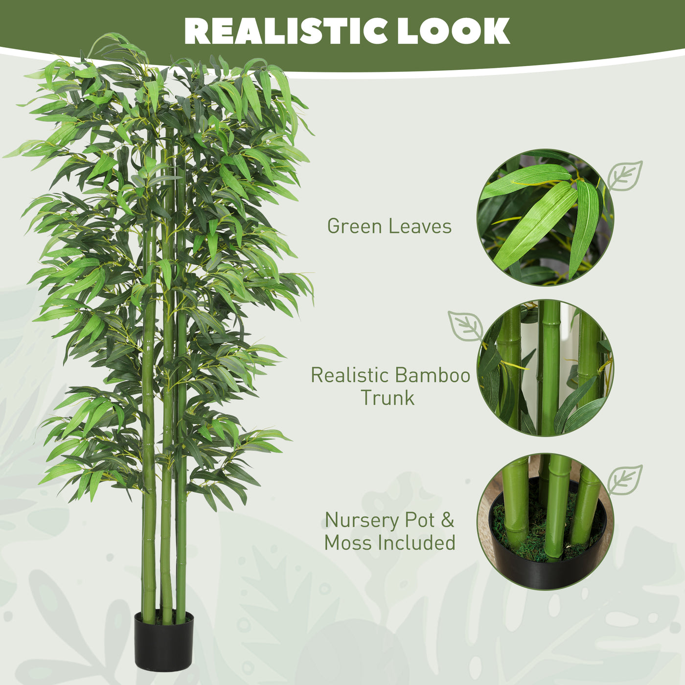 6FT Artificial Bamboo Trees Set of 2, Fake Plants with Nursery Pot for Indoor Decor