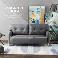 58" 2 Seat Sofa, Modern Love Seats Furniture, Upholstered 2 Seater Couch, Solid Wood Frame, Grey